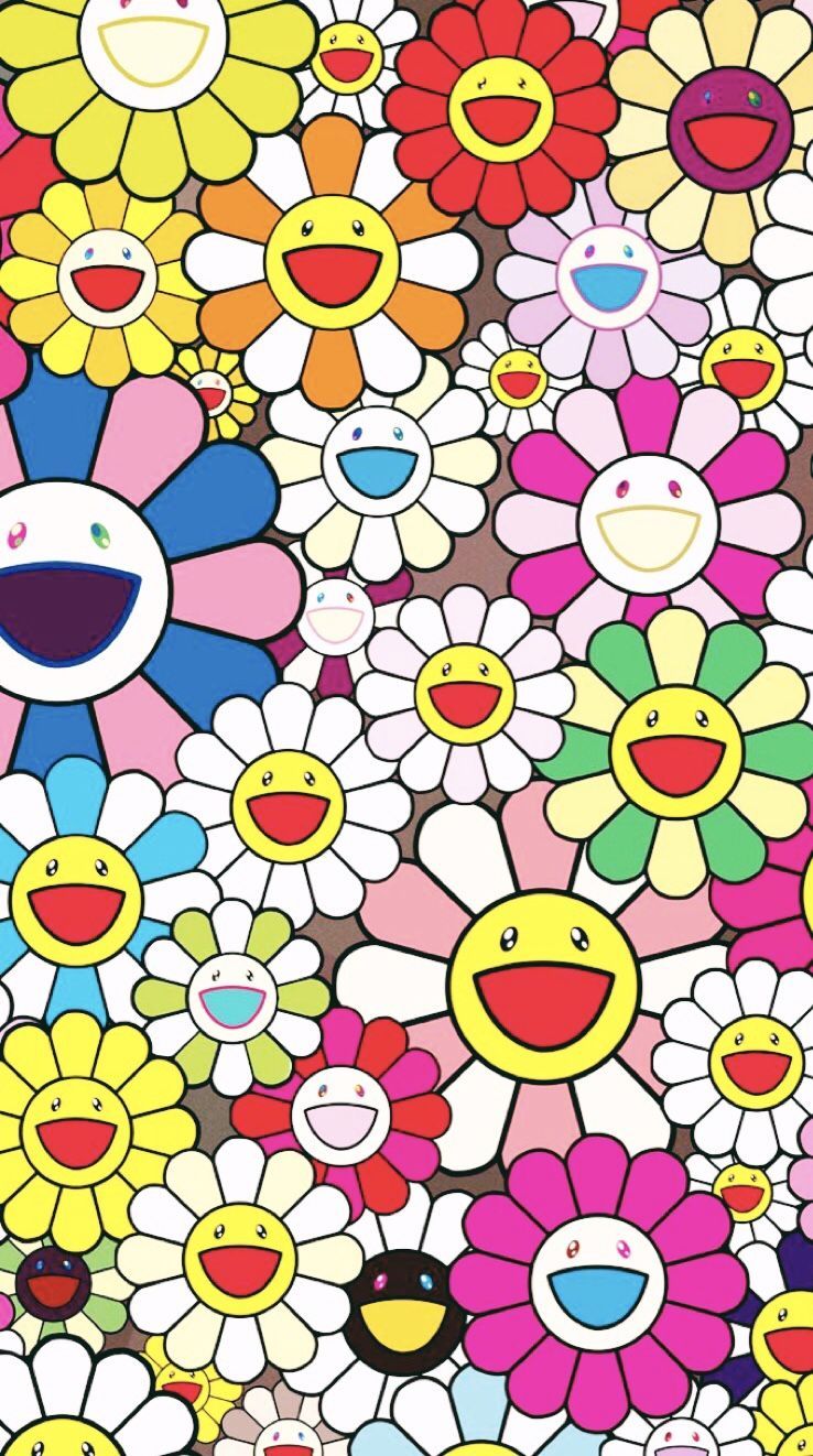 Woohoo This was my desktop for years   Murakami flower Flower wallpaper  Takashi murakami art