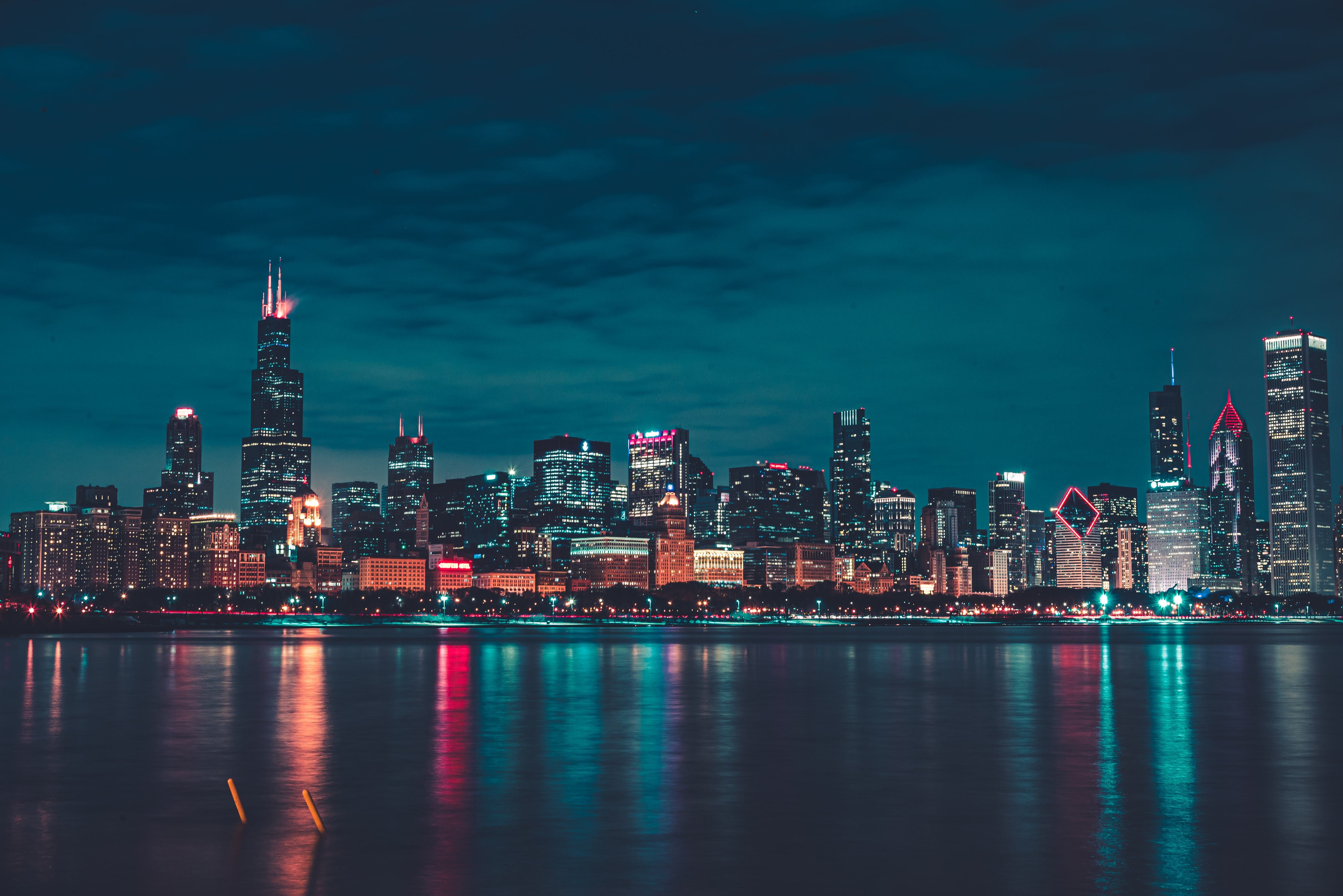 City Chicago Night Wallpaper Hd City 4k Wallpapers Images Photos - Riset