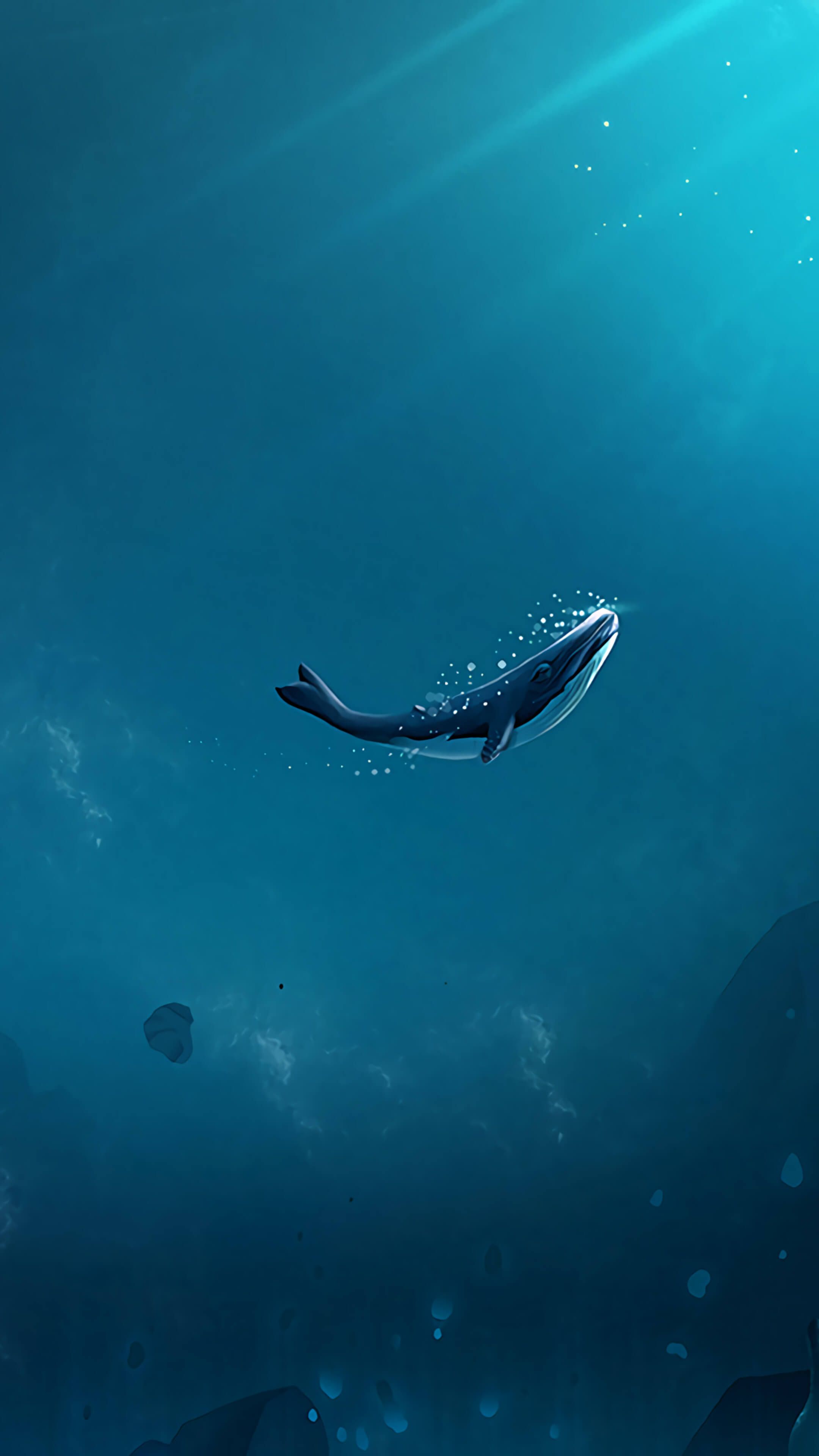 Digital watercolor painting of a whale underwater. 4k Wallpaper, background  Stock Illustration | Adobe Stock