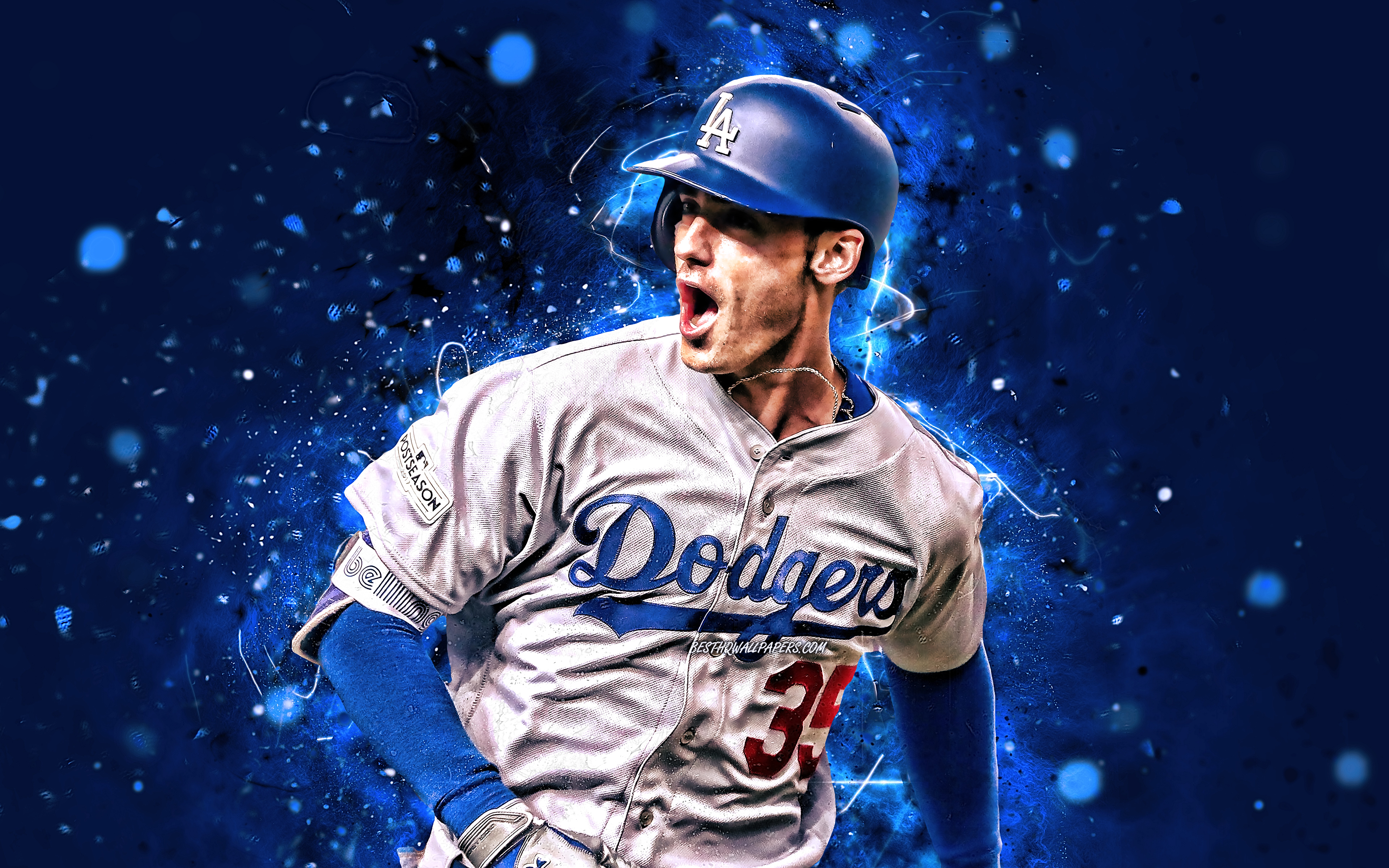 Los Angeles Dodgers (Blue): Logo Pattern - MLB Peel & Stick Wallpaper 24” x 12’ 25 SF