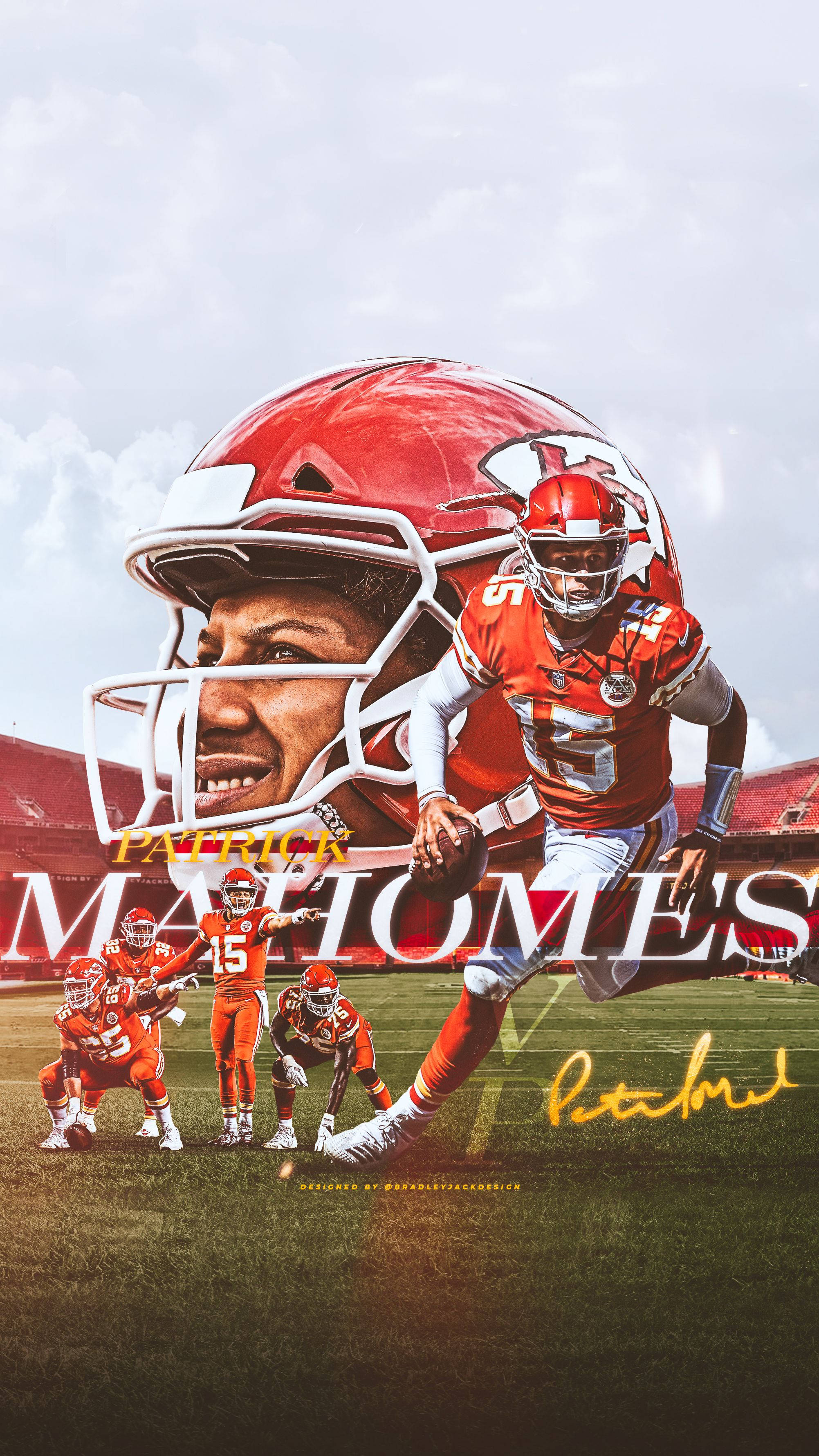 Download Patrick Mahomes Cool Line Graphic Art Wallpaper