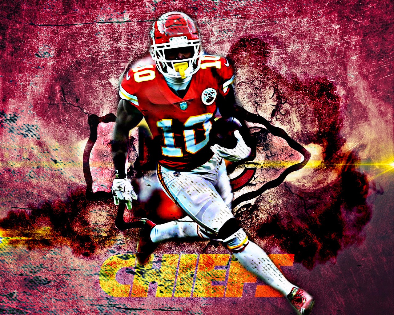 Tyreek Hill Is Running With Football Showing Victory Sign In Blur Players  Background HD Tyreek Hill Wallpapers  HD Wallpapers  ID 55691