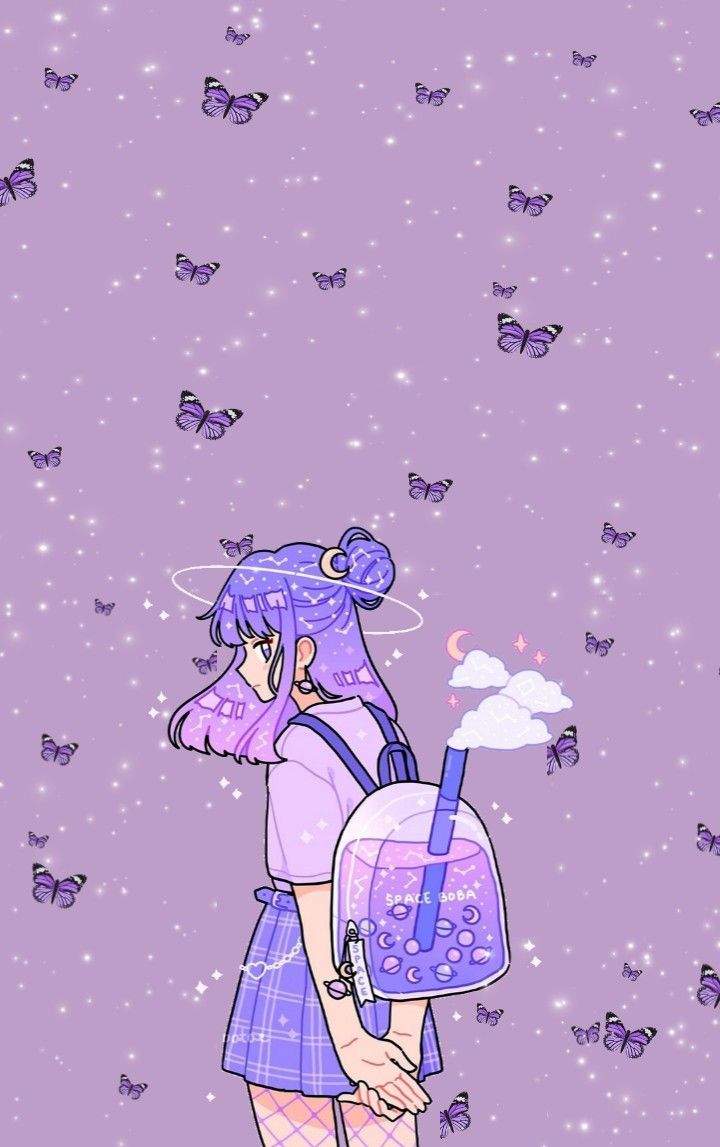 Kawaii Anime Purple Wallpapers  Wallpaper Cave