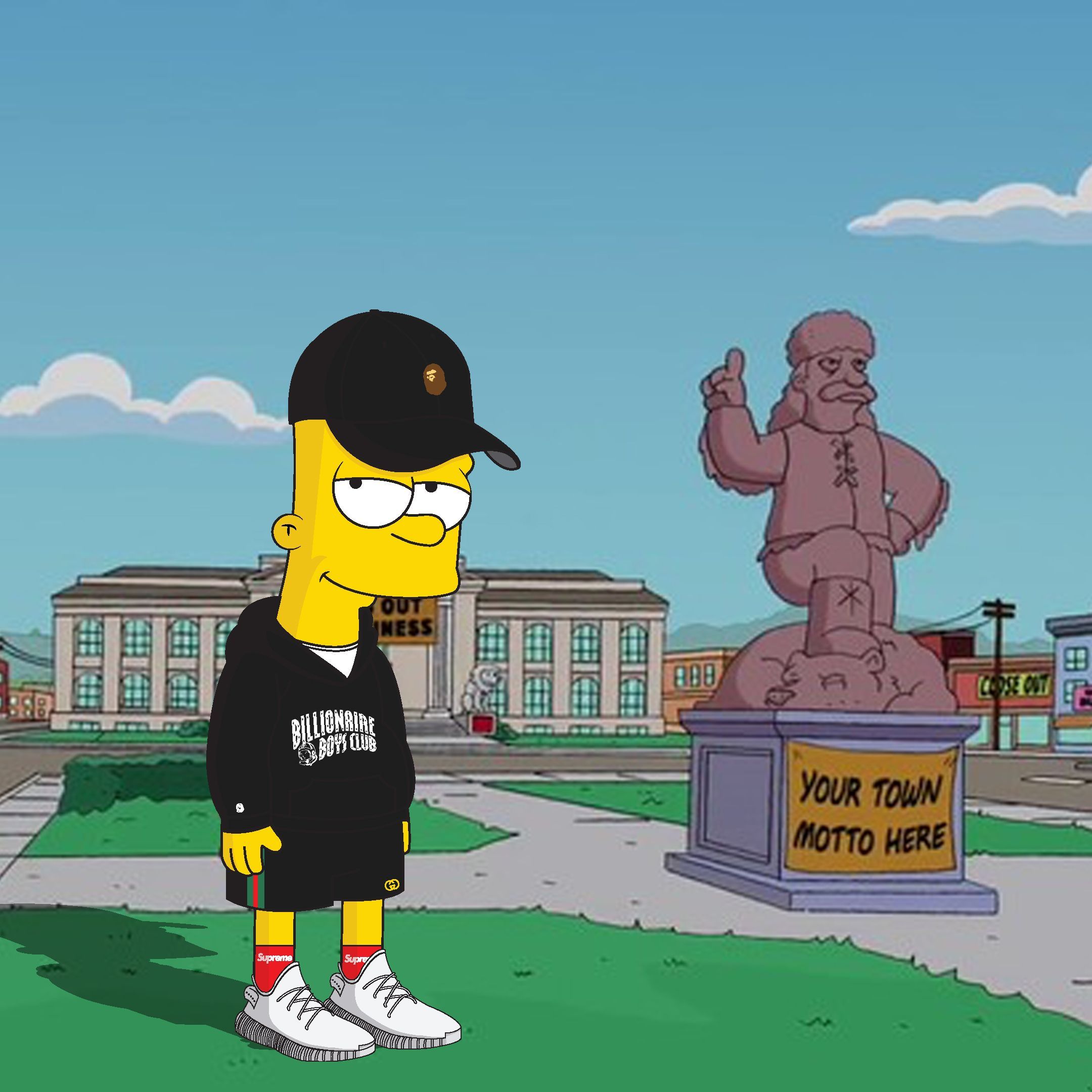 Bart Simpson Homer Simpson Supreme Drawing Adidas Yeezy, Bart