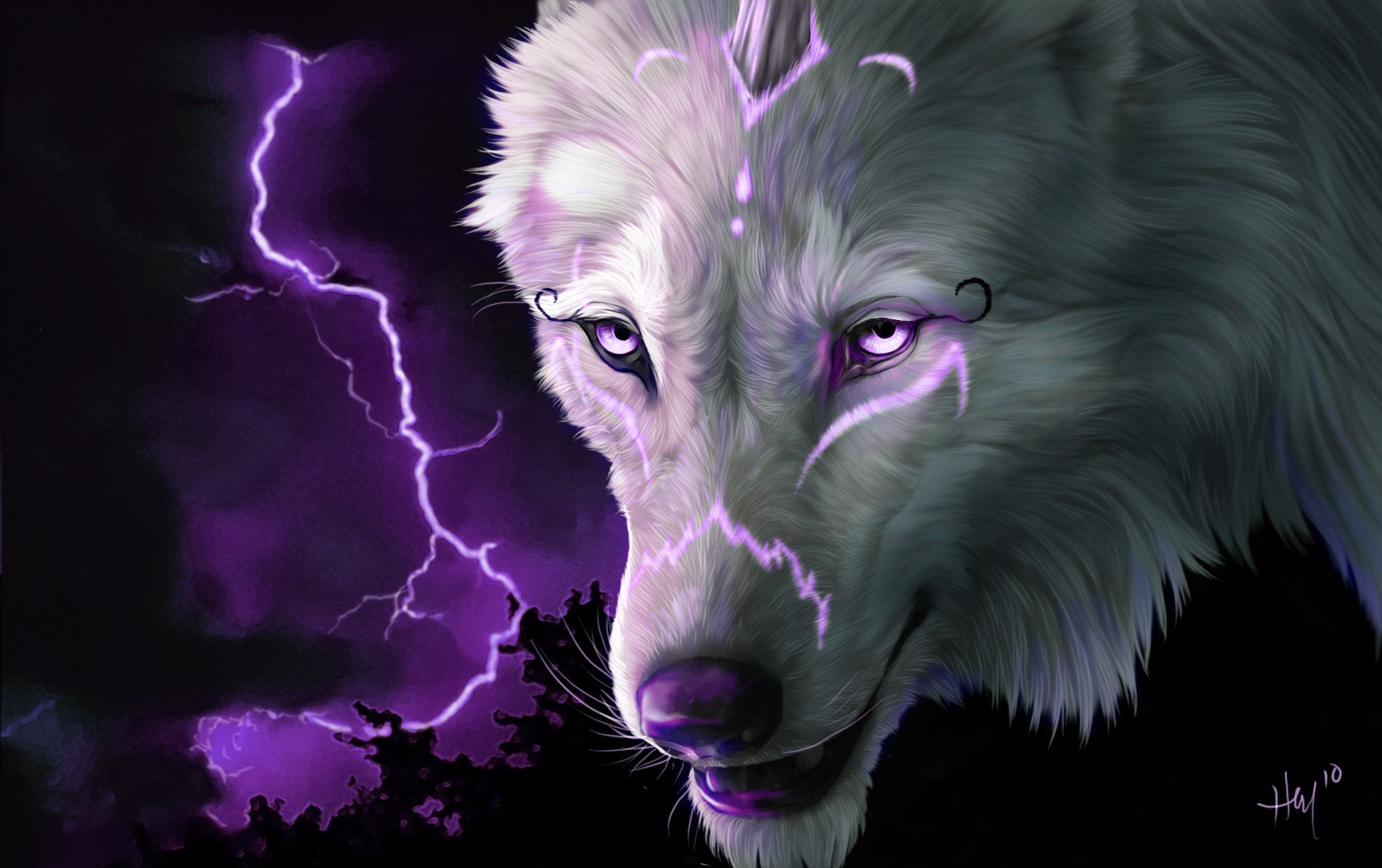 A Purple Wolf Howling   starryai
