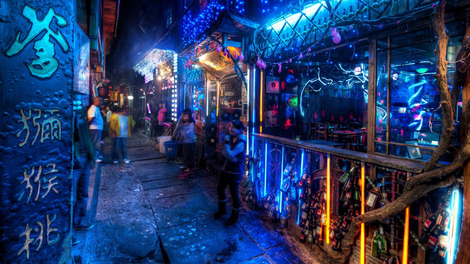 1600x900 Late Night in Old China widescreen wallpaper.