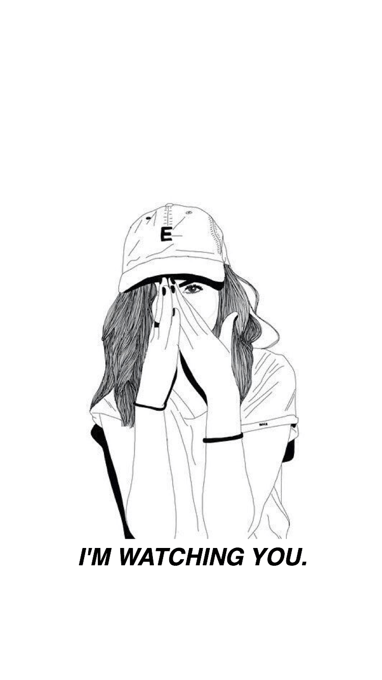 Download Tumblr Aesthetic Girl Line Art Wallpaper