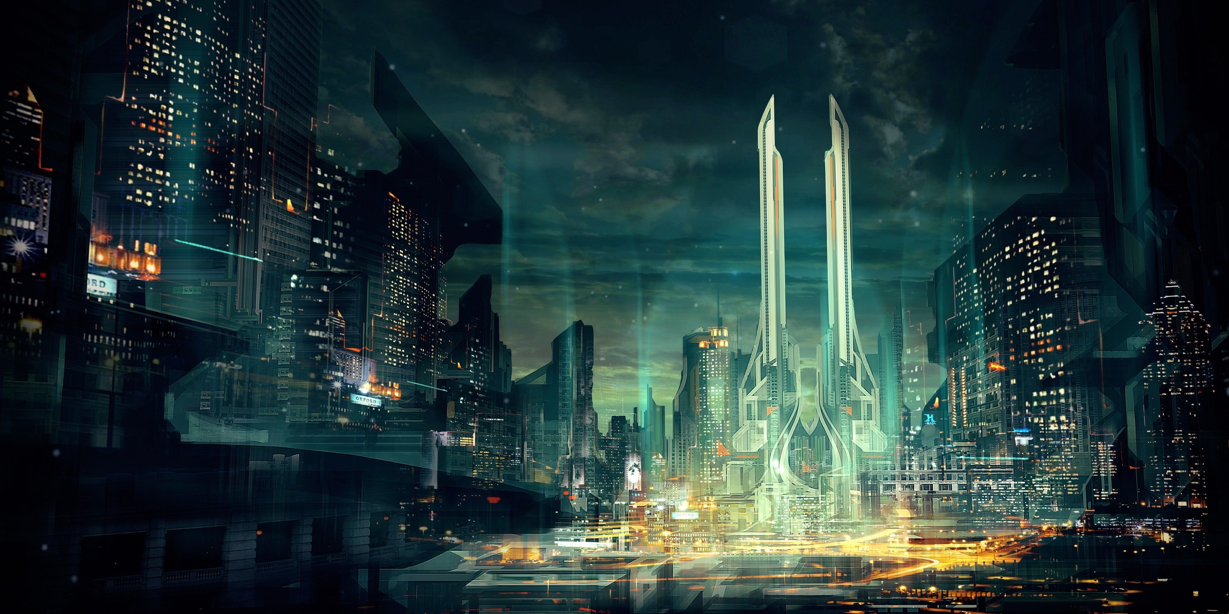 Futuristic City Night Live Wallpaper - Cyberpunk Cityscape - free download