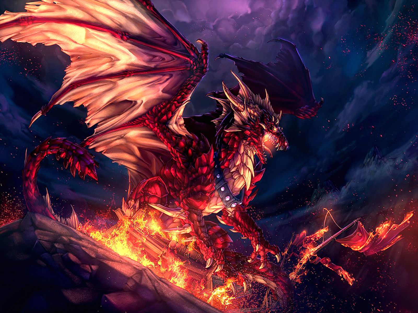 Wallpaper Black and Red Dragon Illustration, Background - Download Free  Image