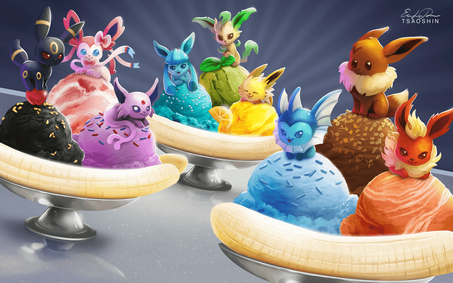 Shiny Eeveelution Collection Wallpaper by RebeccaAlexa on