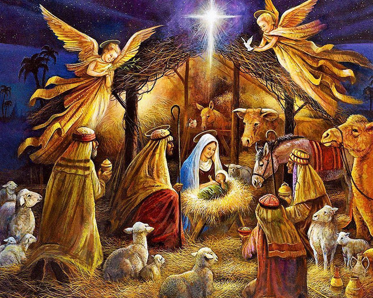 Download Celebrate the Birth of Jesus with a Joyful Christmas Wallpaper |  Wallpapers.com