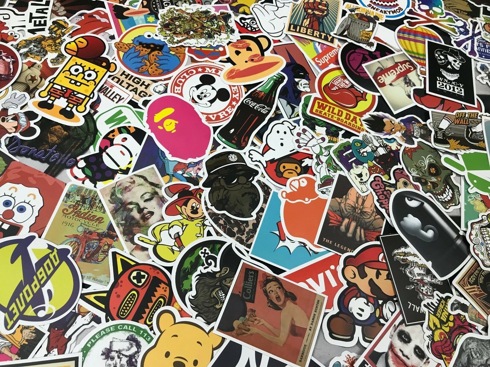 100 SKATEBOARD STICKERS STICKER PACK DECAL BOMB HYPEBEAST LAPTOP SCOOTER 