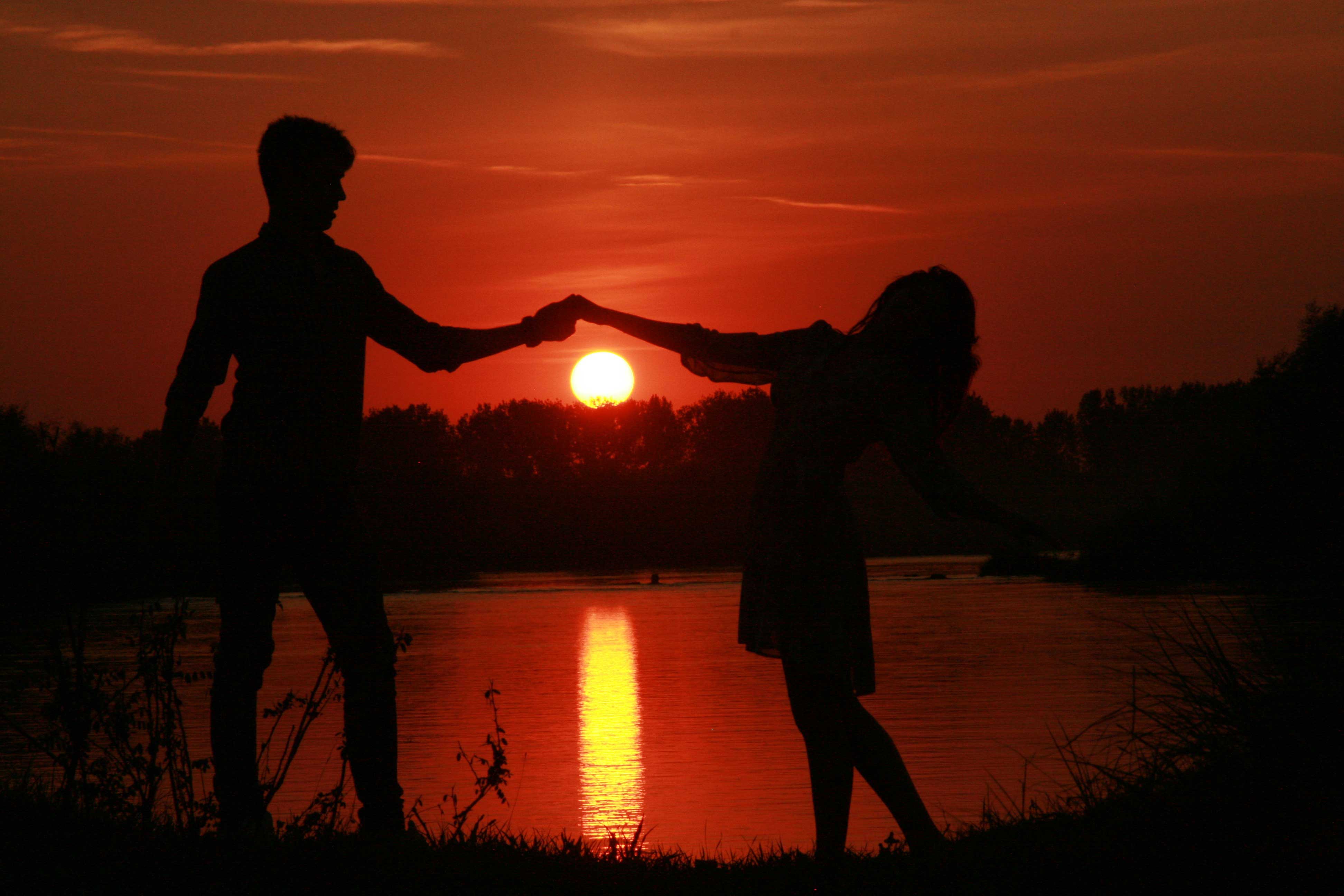 Download Wallpaper 1920x1080 couple silhouette shadow love Full HD 1080p  HD Background