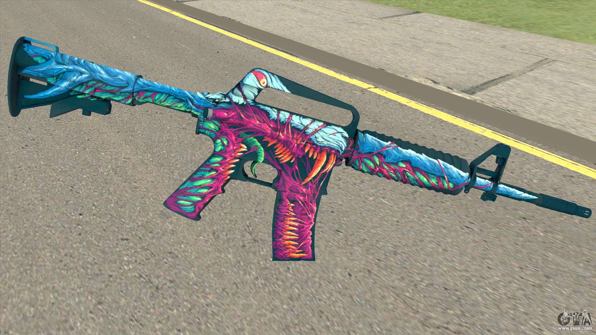 Download wallpaper fragments, flame, paint, workshop, cs go, custom paint  job, m4a1-s, hyper beast, section weapon in resolution 1920x1080
