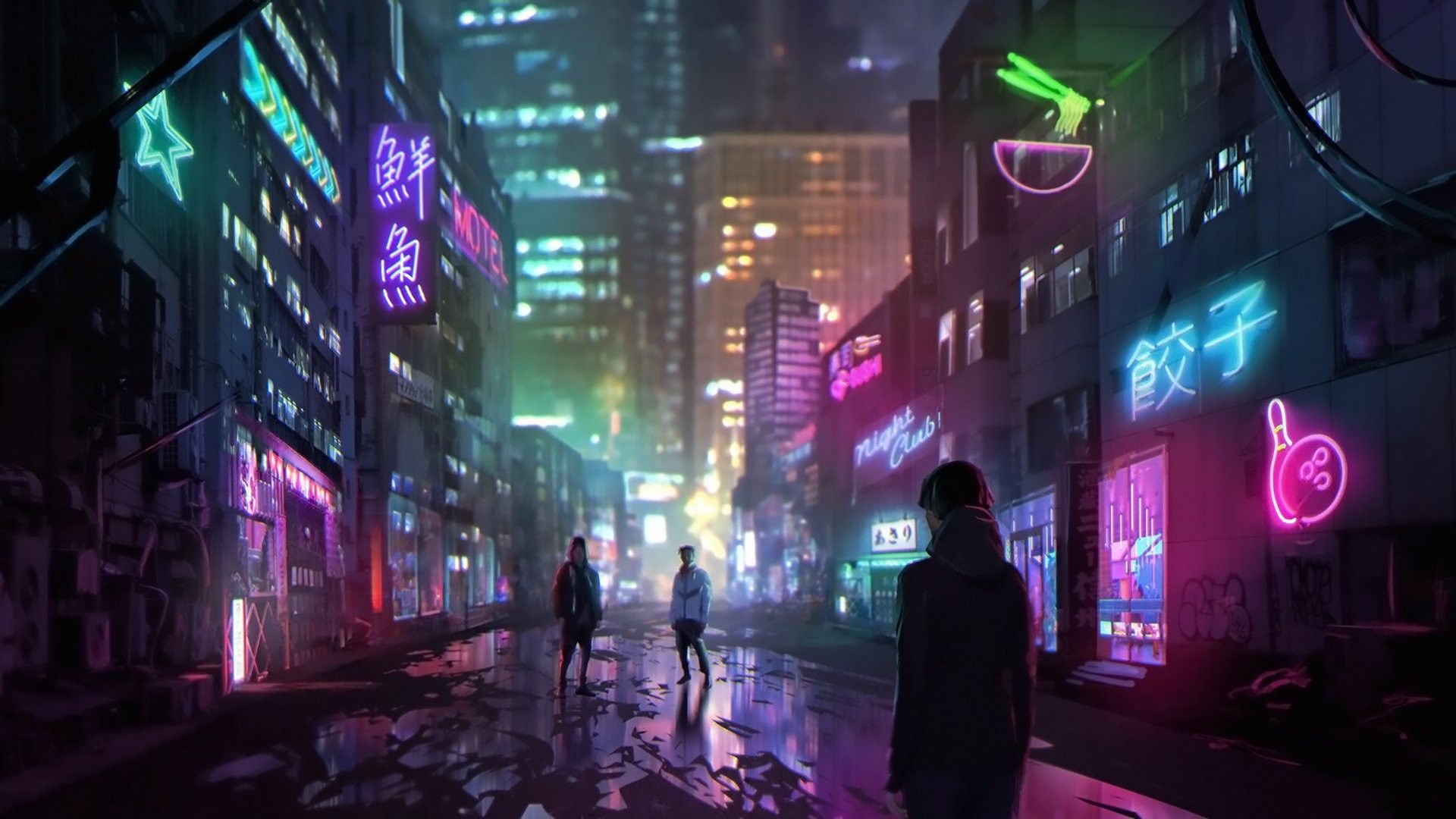 Cyberpunk City Minimalist 4K tải xuống hình nền