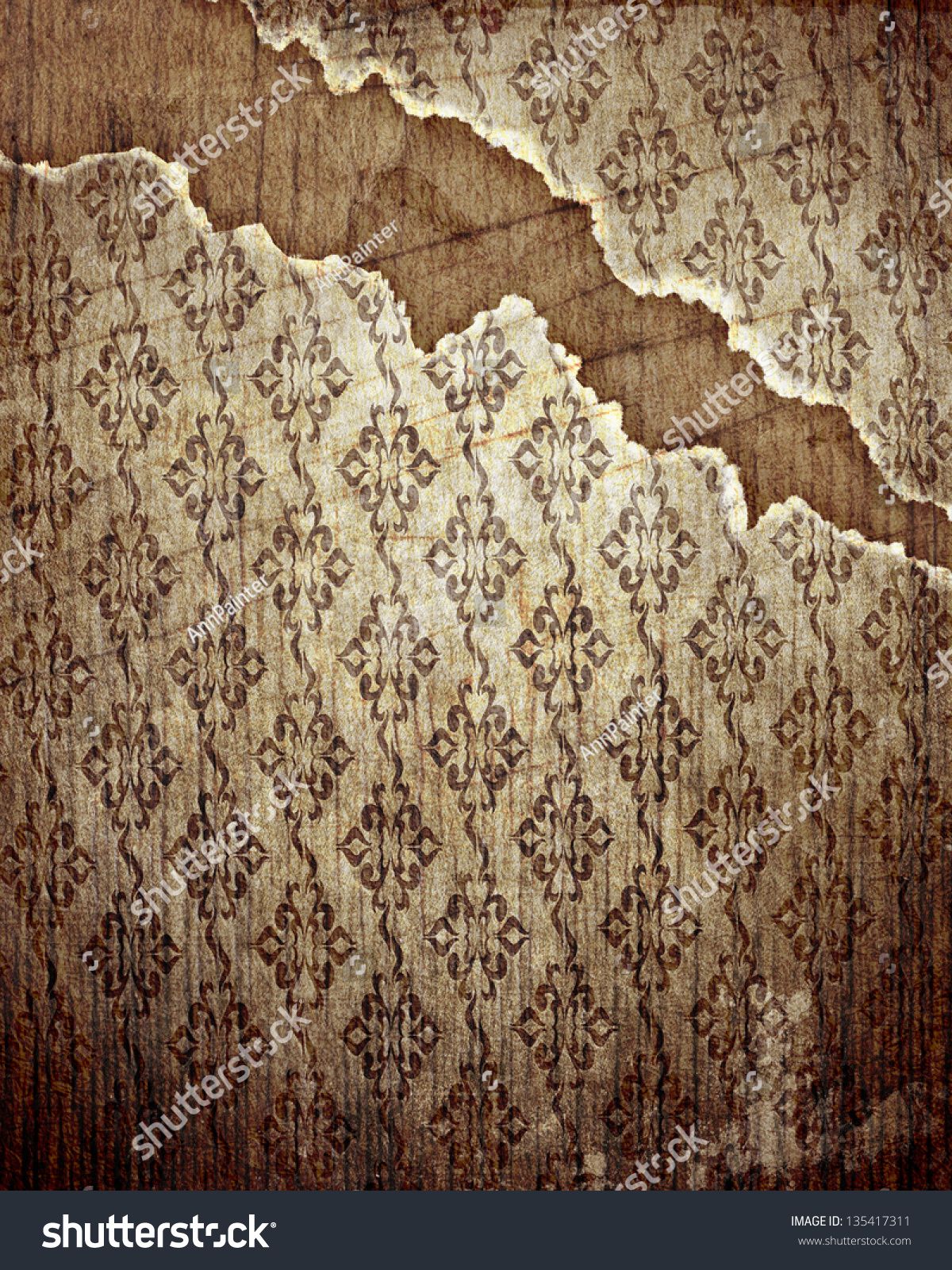 Torn damask wallpaper Royalty Free Vector Image
