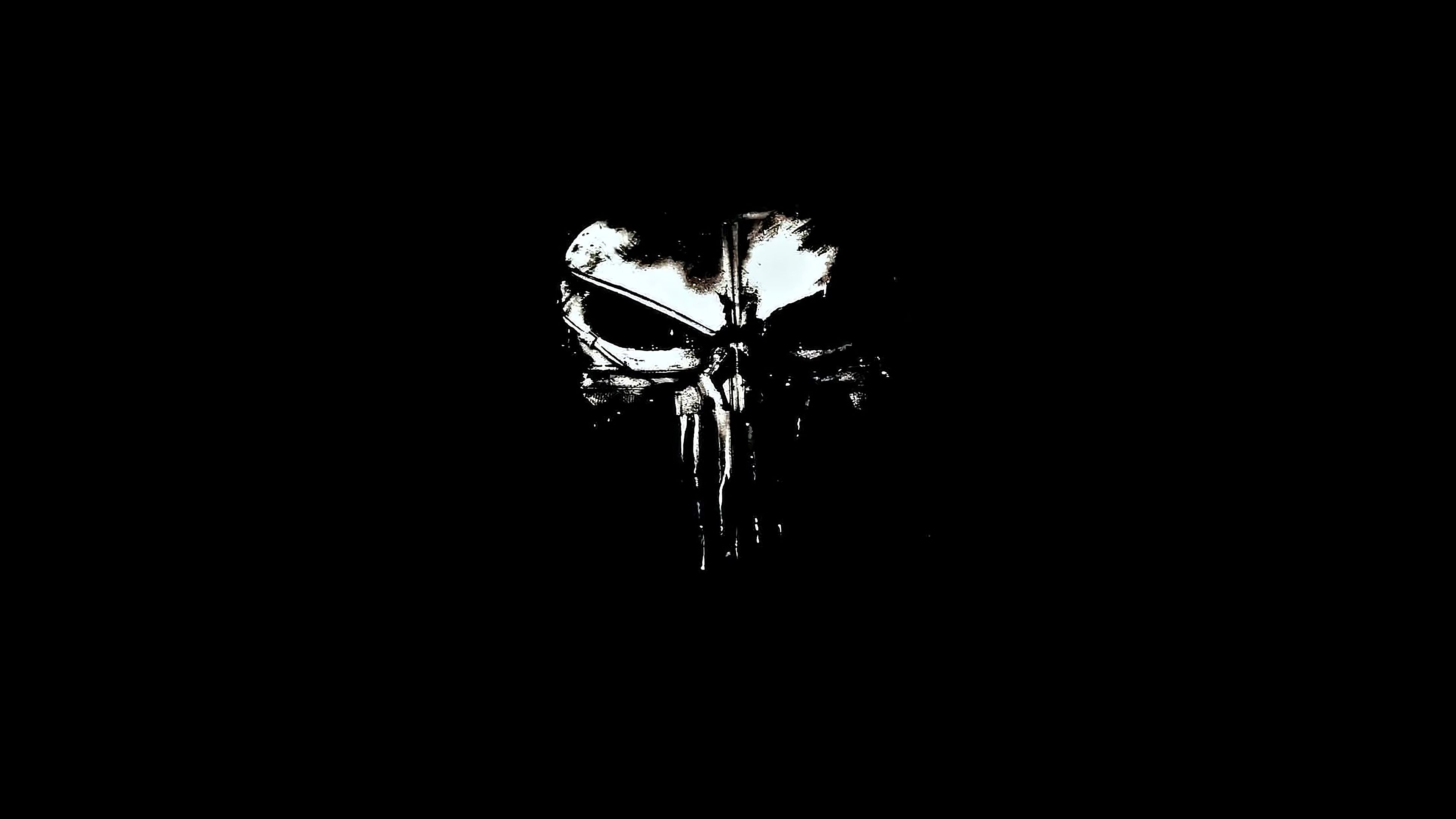 The Punisher logo Wallpaper 4K, White background