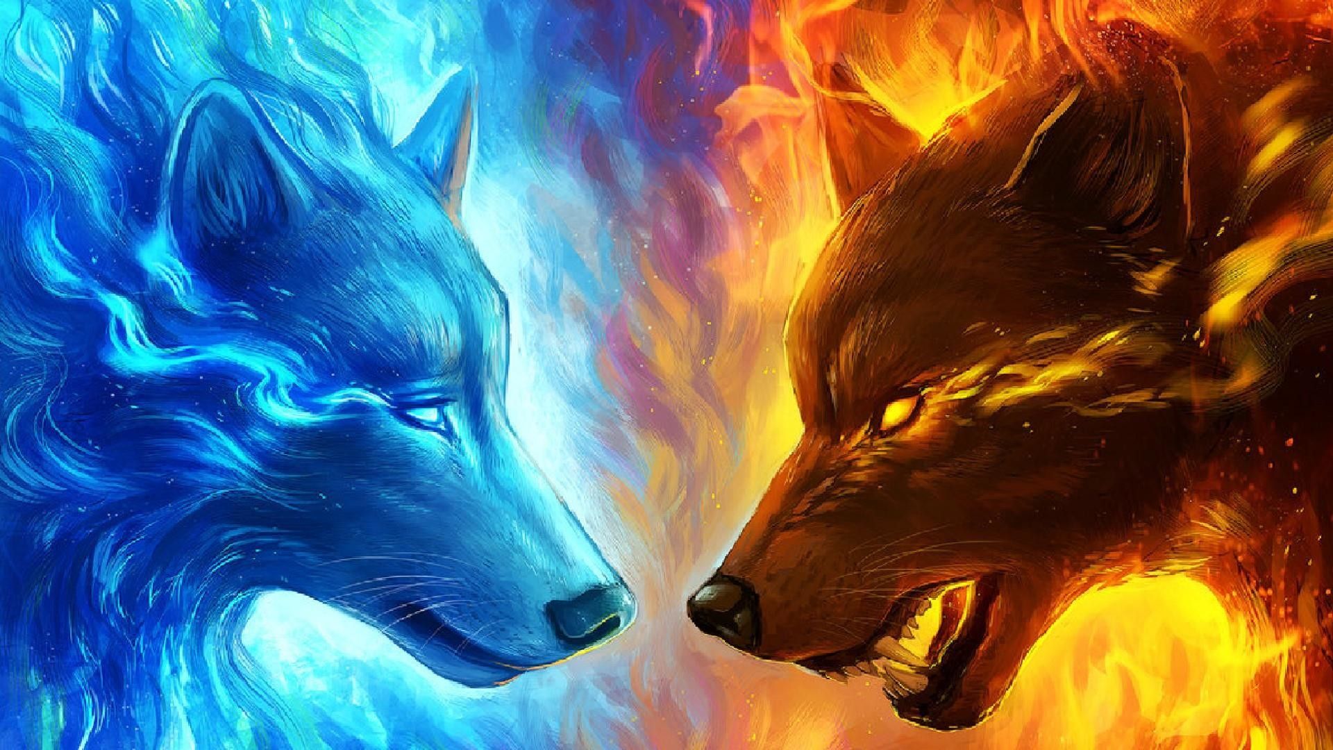 Fire and Ice Wolf Wallpapers on WallpaperDog
