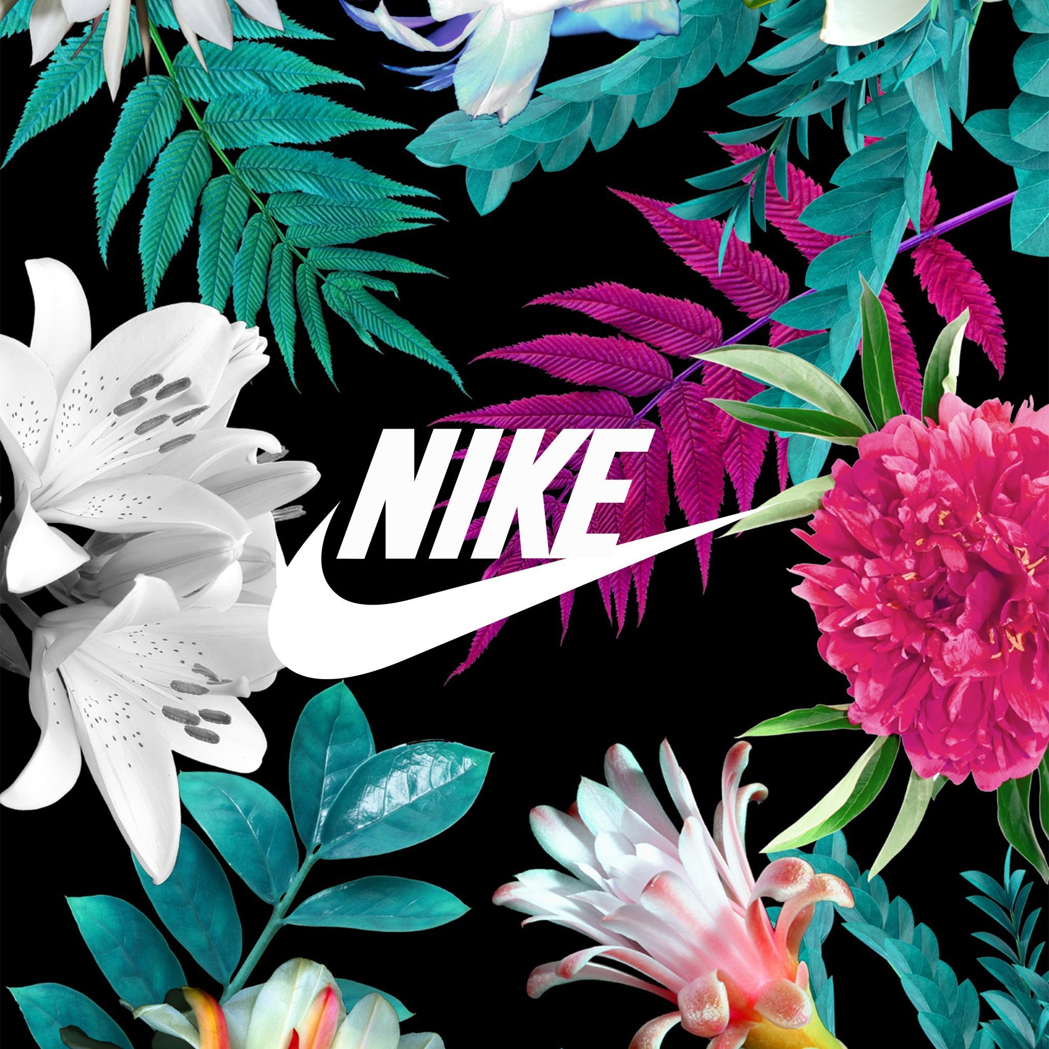 nike symbol with flowers