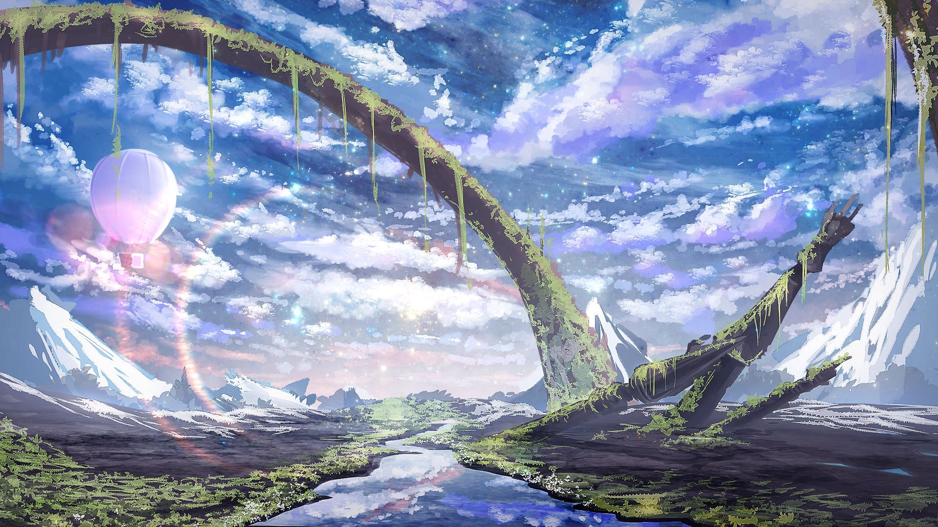 Download An Anime Drawing of a Colorful Landscape | Wallpapers.com