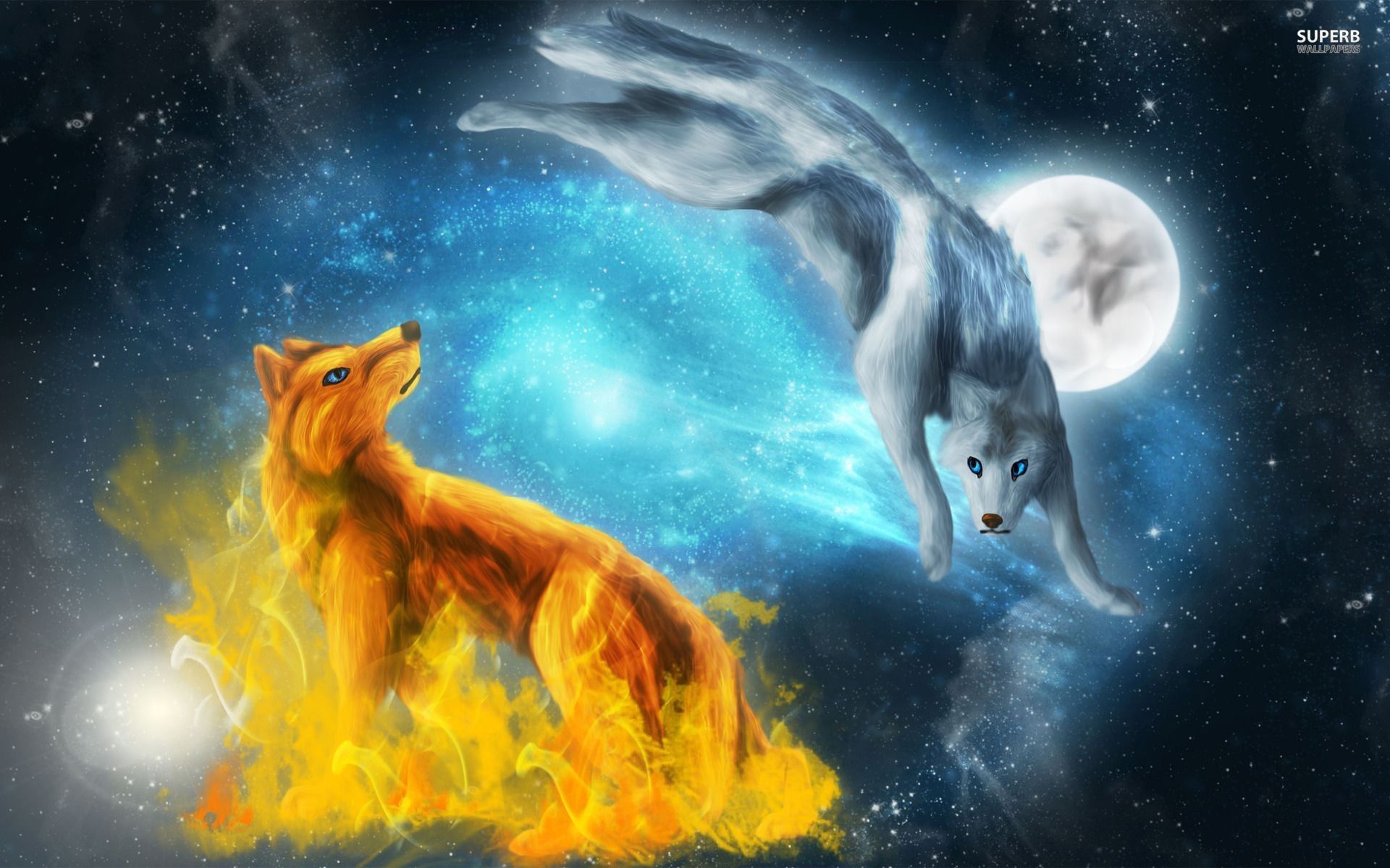 Galaxy Anime Wolf Paint By Numbers  PBN Canvas