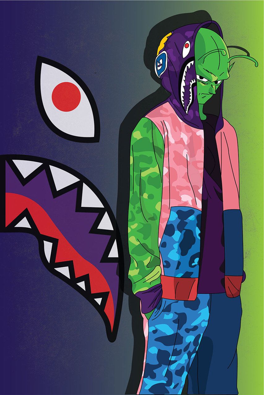 Close-Up Shot of a Person Wearing Bape Shark Hoodie · Free Stock Photo