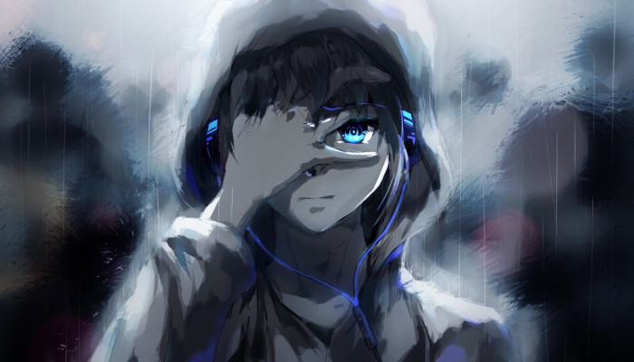 Anime Boy with Hoodie Wallpaper