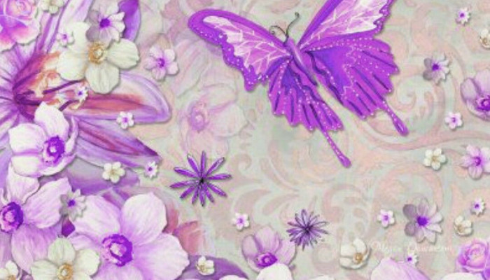 Purple Butterflies and Dragonflies Wallpaper