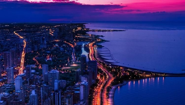 Chicago Sky Purple Wallpaper