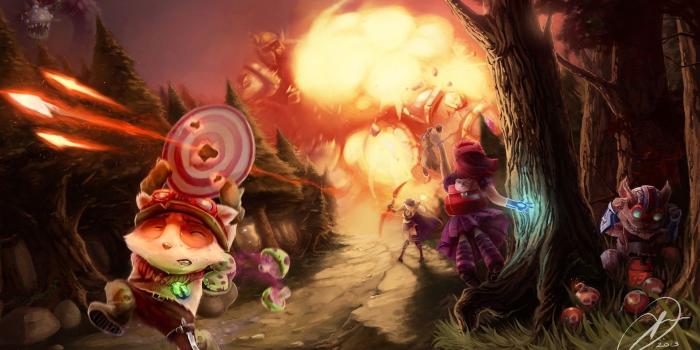 1920x1080 league of legends teemo ziggs annie ashe digiart throwdown contest