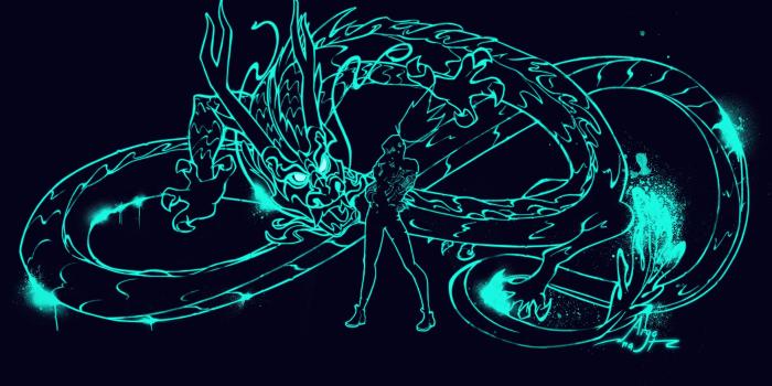 4915x2772 KDA Neon Dragon - Digital 4K Drawing by Argonaut11 #4393 Wallpapers