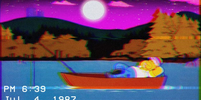 1920x1080 Aesthetic Wallpaper of Homer Simpson relaxing on a lake - Album on Imgur