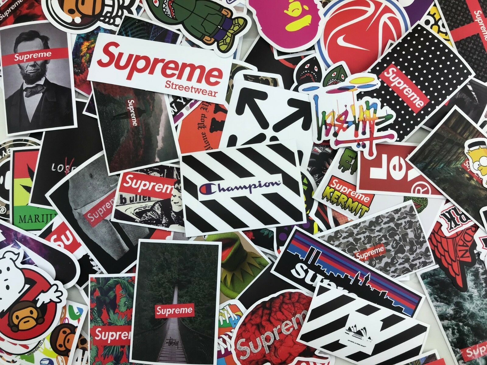 1600x1200 100 RANDOM Sticker pack Hypebeast, supreme, bape, off white, vlone