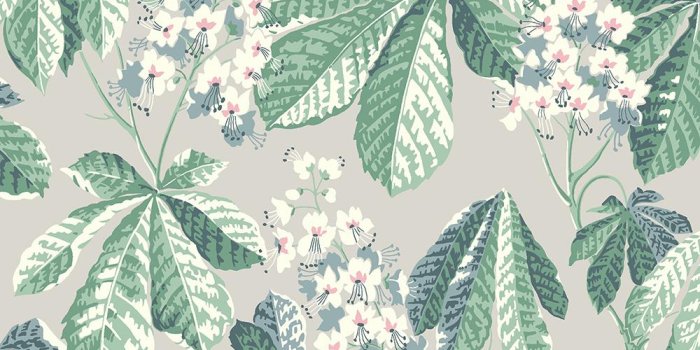 1000x1000 Chestnut Blossom Grey Floral Wallpaper Sample