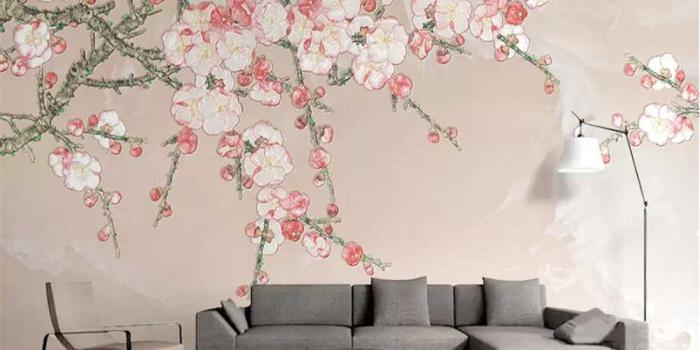1000x800 beibehang Custom wallpaper 3d mural aesthetic new Chinese papel de parede  pink plum blossom marble texture background wall paper