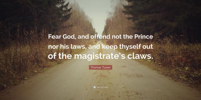 3840x2160 Thomas Tusser Quote: “Fear God, and offend not the Prince nor his