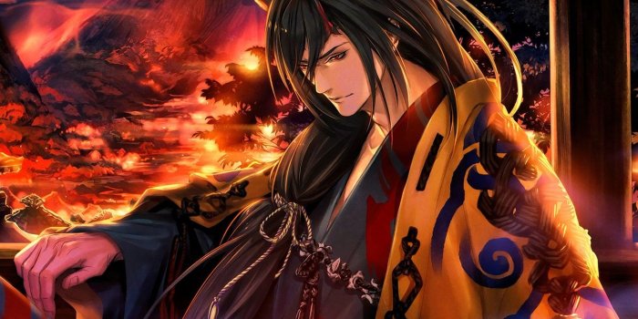 1332x850 Wallpaper demon, anime, manga, king, japanese, kimono, horn, oni