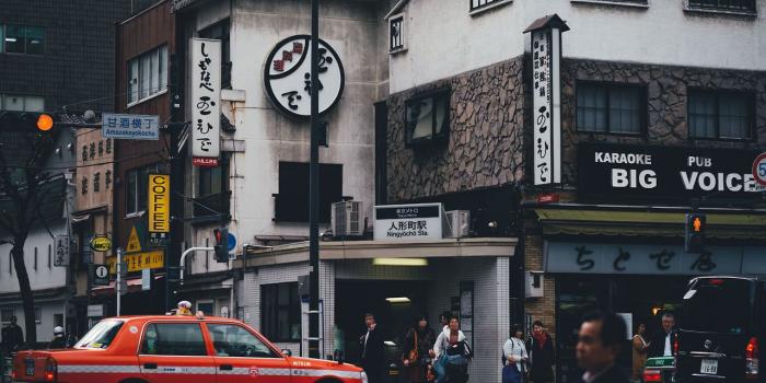 1280x853 Red sedan, Takashi Yasui, cityscape, Japan, street HD wallpaper