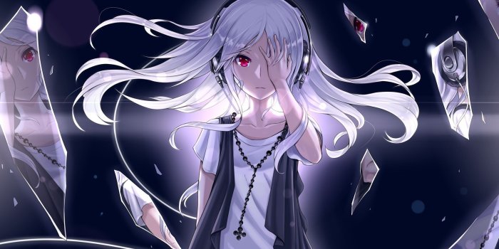 1920x1080 Emo Anime Girl White Haired. - Anime Girls Wallpaper (1920x1080
