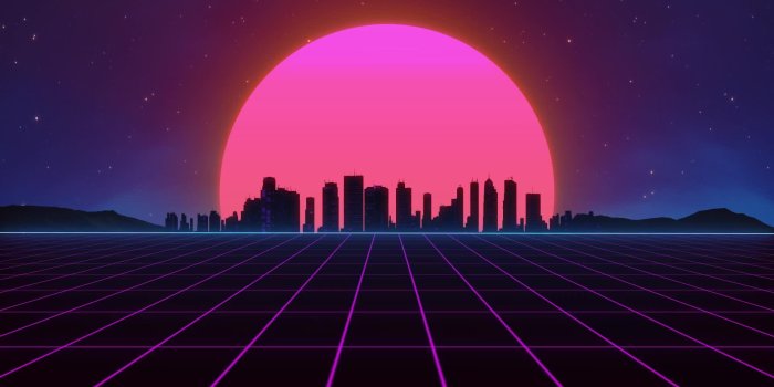 1920x1080 Outrun Grid Animation Loop Creative Commons