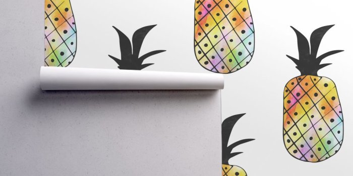 1024x1024 Rainbow Pineapple Pattern wallpaper - jannasalak - Spoonflower