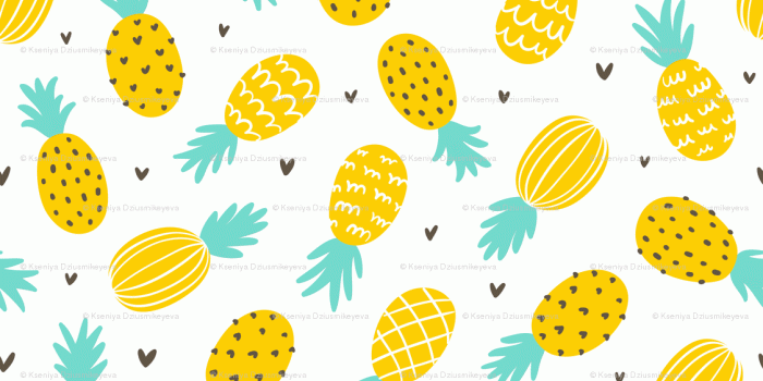 1125x1125 Pineapple hearts large scale wallpaper - stolenpencil - Spoonflower