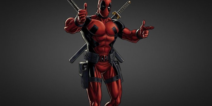 1332x850 Wallpaper red, sword, black background, comic, deadpool, deadpool