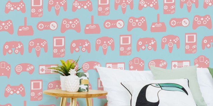 1500x2248 Pink Retro Gaming Wallpaper Mural | MuralsWallpaper | Retro