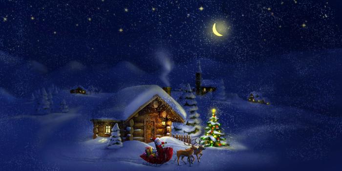 3840x2160 Santa Claus Dreamy Christmas Night 4K Ultra HD Desktop Wallpaper