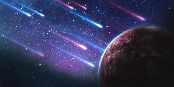 2048x1152 Download wallpaper 2048x1152 planet, meteorites, space, galaxy