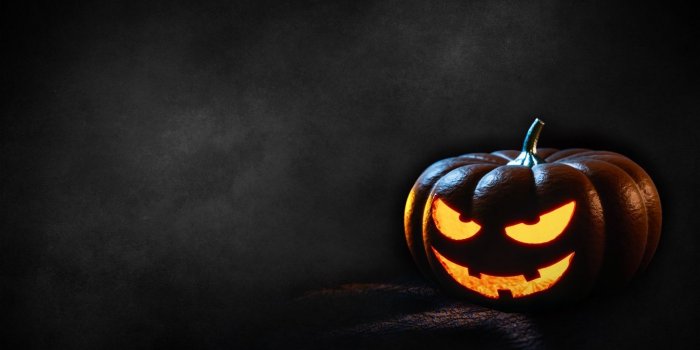 1366x768 Download wallpaper 1366x768 pumpkin, halloween, light tablet, laptop