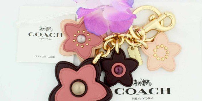 1280x1024 Coach Wildflower Purse Charm in Pink, Peach and Burgundy KC FOB F26790