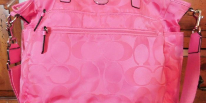 1600x1200 Coach Multifunction Nylon Pink Signature Diaper Bag 77577
