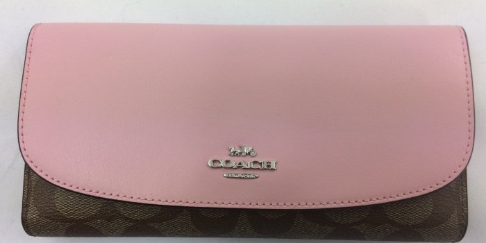 1600x1200 New Authentic Coach F57319 PVC & Leather Checkbook Wallet Khaki Blush Patel  Pink